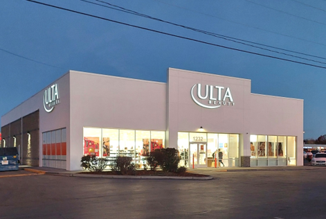Side profile of a Ulta Beauty storefront